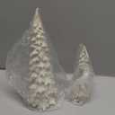 White Tabletop Christmas Tree, 2Pcs Resin Small Christmas Trees Figurines, Decorative Christmas Tree Set for Mantle, Mini Xmas Trees for Vintage Indoor Decor, DIY Winter Village