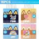TimEmbrace Blue Puppy Goodie Bags, 16 Count Small Party Favor Bags and Gift Bags for Kids Birthday, Holiday Events and Treats, Eco-Friendly Reusable Paper, 8.27 x 5.9 x 3.2 Inches