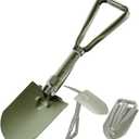 REDCAMP 23" Military Folding Camping Shovel w/Cover,Portable Shovel with High Manganese Steel, Tactical Entrenching Tool Tri-fold Handle Shovel for Camping Hiking Sand Mud Snow Beach, Green 2.5Lbs