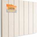 Bulletin Board, 24 x 18 inches Felt Board Decorative Pin Board, 4' x 3' Cork Board Alternative for Wall, Foldable Photo Board with 20 Pushpins - Oatmeal Stripes