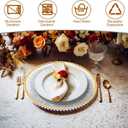 Tioncy 50 Set Clear Beaded Charger Plates Bulk for Wedding, 13 Inch, about 13 inch