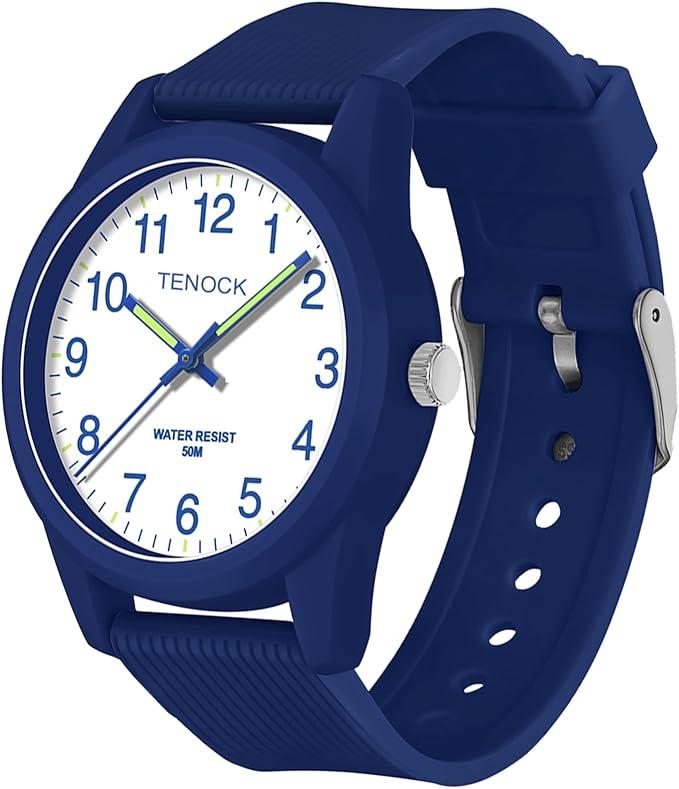 TENOCK Kids Analog Watches for Girls Boys Watches with Soft Band Learning Time 50M Waterproof Children Watch Easy to Read for Ages 412 Kids Gift (Blue)