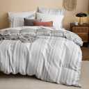 Bedsure Duvet Cover Queen Size - Striped Reversible Duvet Cover Set with Zipper Closure, 3 Pieces Grey Bedding Set with 8 Corner Ties and 2 Pillow Shams 20"x26" (05 - Formal Grey (No Comforter))