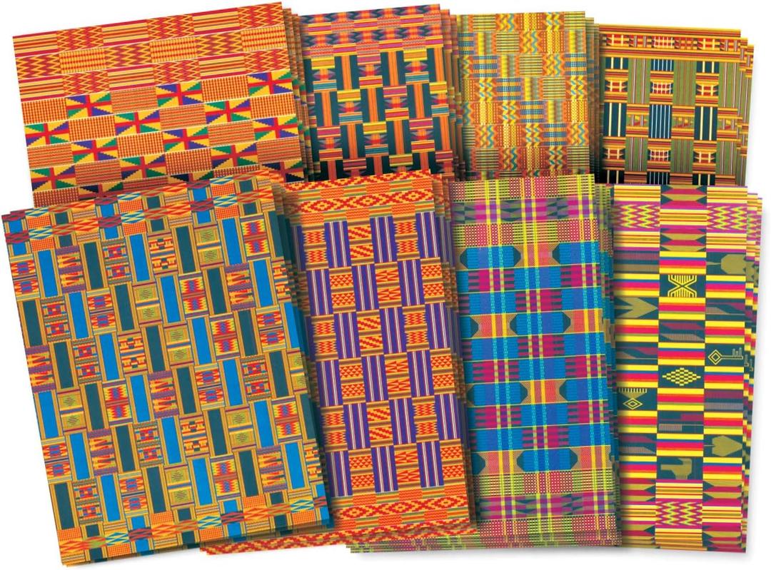 Roylco R15273 Assorted Design African Textile Paper, 8-1/2 x 11 Inches, Pack of 32
