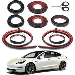 Car Weather Stripping for Tesla Model 3, Soundproof Seal for Wind Noise Reduction, Door & Trunk & A/B Pillar Rubber Seals