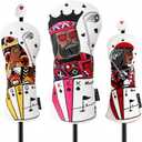 Golf Club Covers Funny Poker Leather Driver Headcover, Fairway Wood & Hybrid, Cool Embroidered Golf Headcovers
