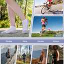 Ankle Socks for Women Running Athletic Thick Cushioned Wicking Low Cut Compression No Show Tab Socks 5 Pairs (White)