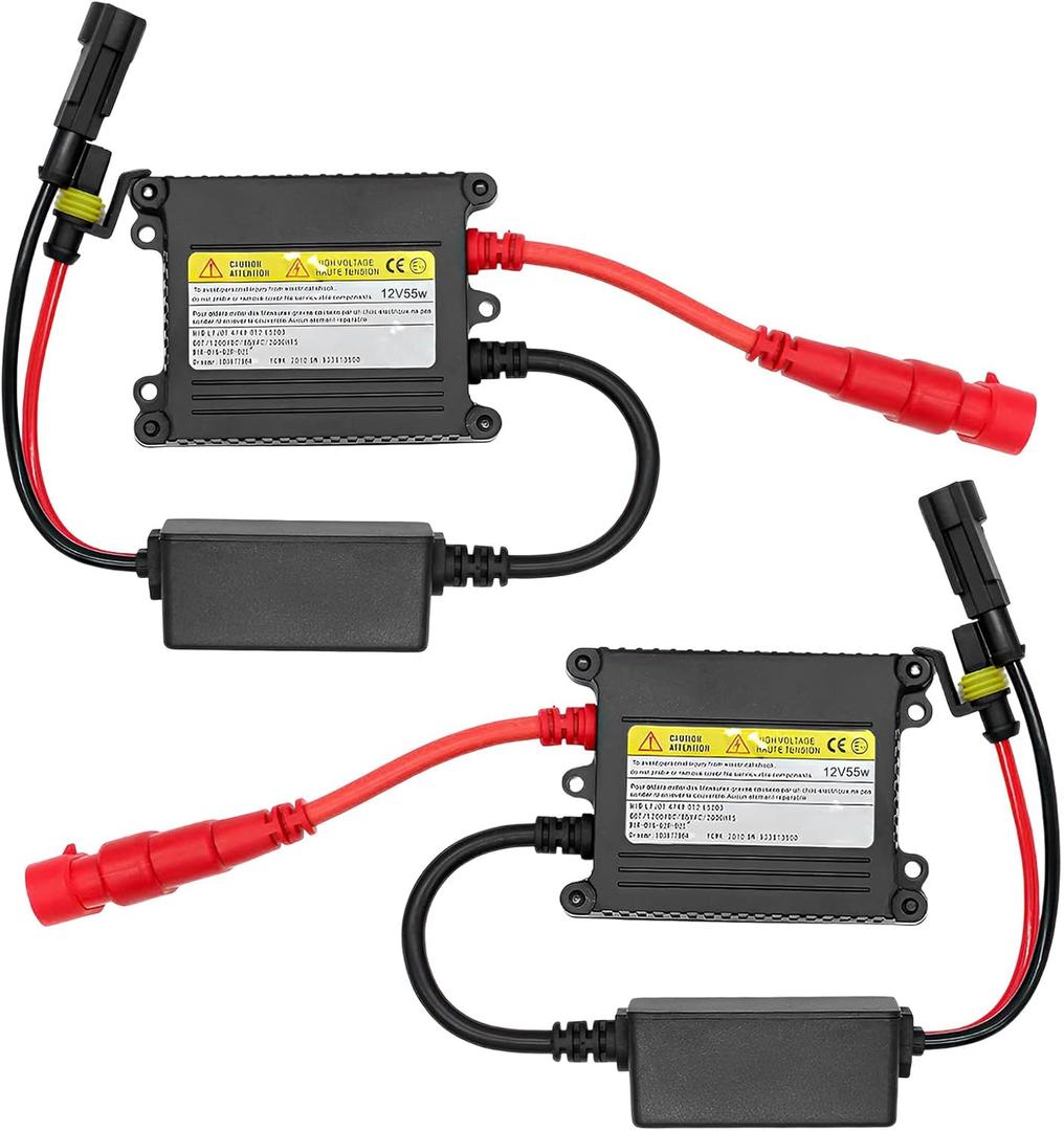 2 PCS DC 12V 55W Ultrathin HID Ballast, Ultra Slim Xenon Headlight Stabilizer HID Ballast Replacement, Xenon Lamp Ballasts for H1 H3 H4 H7 H11 H13 9005 9006 9007 5202 880 (55W)