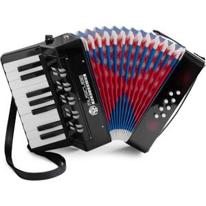 Accordion Instrument for Kids Professional 17 Keys 8 Bass Accordion with Straps for Beginner Student Educational Musical Instrument for Boys Girls Aged 3+ Gift Choice