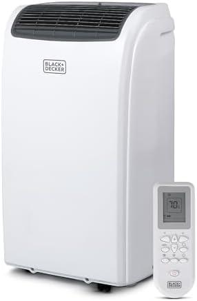 BLACK+DECKER Smart Portable Air Conditioner, 14,000 BTU for Rooms up to 700 Sq. Ft., Smart Portable AC with Follow Me Remote and Window Kit, BPACT14WT, White