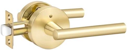 Gold Interior Door Handles, Brushed Gold Privacy Lever Door Handle, Heavy Duty Interior Bedroom Door Lever Pack, Gold Door Handles Interior for Bathroom