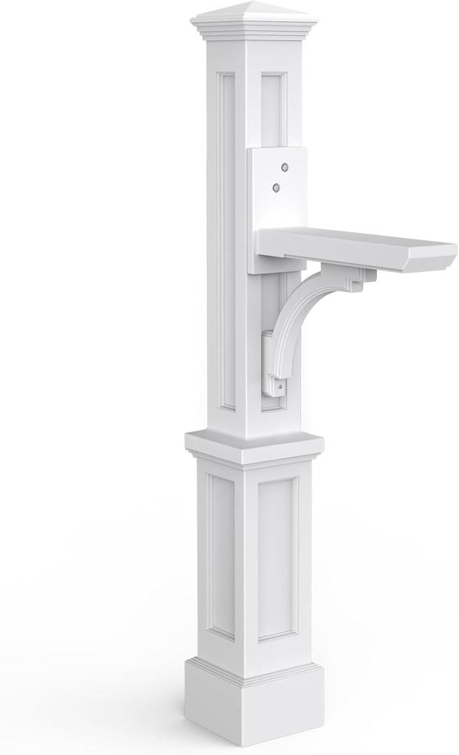 Mayne Newport Plus Mailbox Post with Standard Arm Weather-Resistant, Durable Classic Design Easy-to-Install Outdoor Mailbox Post