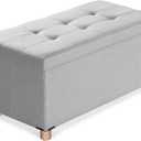 BRIAN & DANY 30 Inches Folding Storage Ottoman Bench, Ottoman with Storage Bench for Bedroom, Living Room, Entryway, Foot Rest with Legs, Light Gray (30"D x 15"W x 15"H, Light Grey)