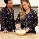 RAISEVERN Couples Christmas Matching Pajamas 2 Piece Women Men Xmas Pjs Soft Pajama Set Long Sleeve Loungewear Warm Sleepwear (XL)