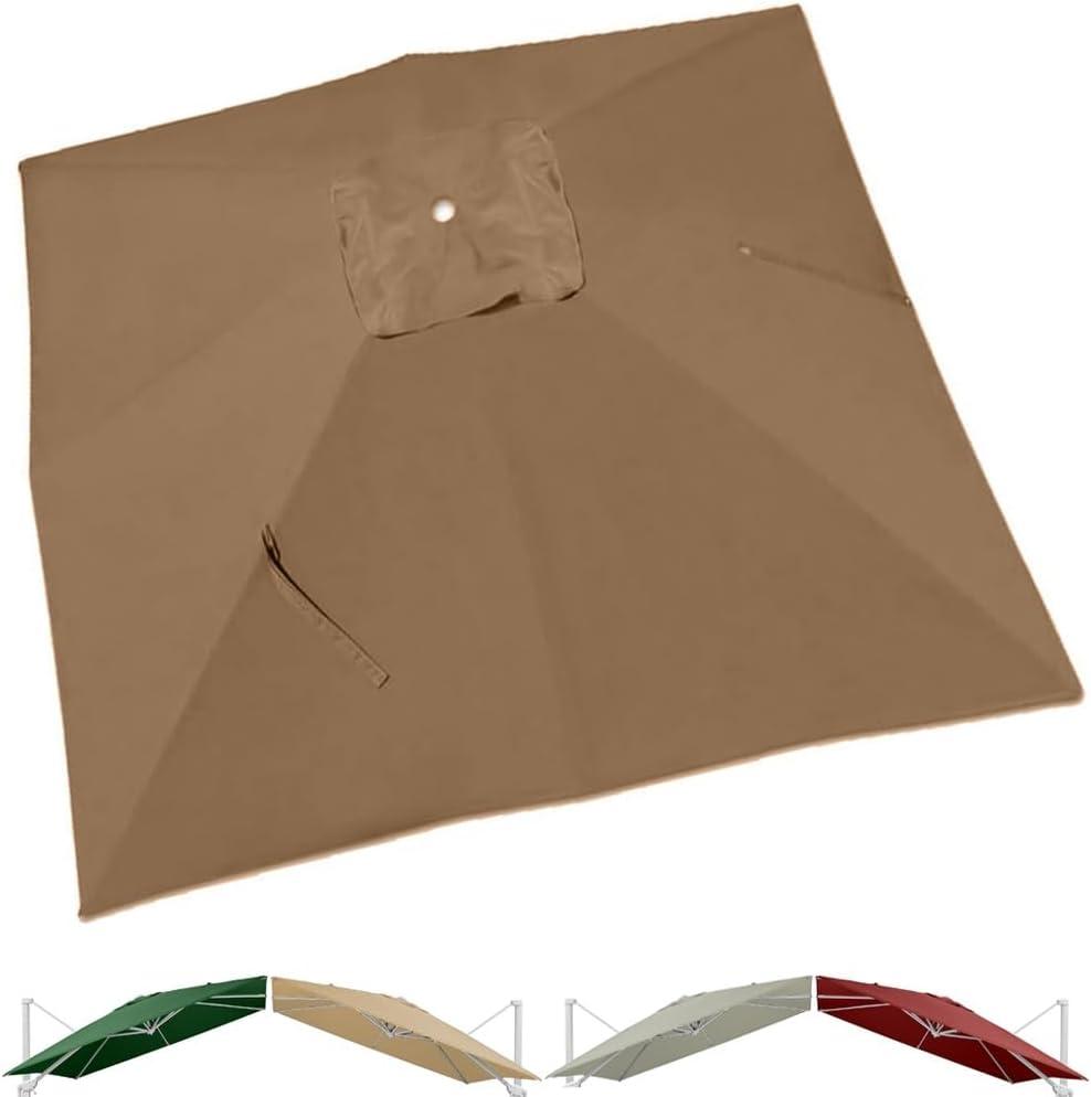 10 FT Umbrella Canopy Replacement for Cantilever Umbrella Outdoor Market Patio Table Umbrella, Heavy Duty Polyester Fabric for Backyard Garden(Khaki,2.5x2.5m (8.2x8.2ft))