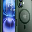 SPIDERCASE Magnetic for iPhone 16 Plus Case,with 2 Pcs [Tempered Glass Screen Protector] Translucent Matte Back Slim Shockproof Protective Phone Case for iPhone 16 Plus 6.7'',Green