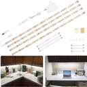 WOBANE LED Under Cabinet Lighting Kit,Flexible LED Ribbon Lights Bar,Under Counter Lights for Kitchen,Cupboard,Desk,Showcase,Shelf,6.6 Feet Rope Light Set,120 LED,1200lm,6000K White,4 Panel