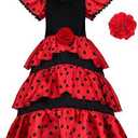 relibeauty Red & Black Polka Dot Dress, Size 100