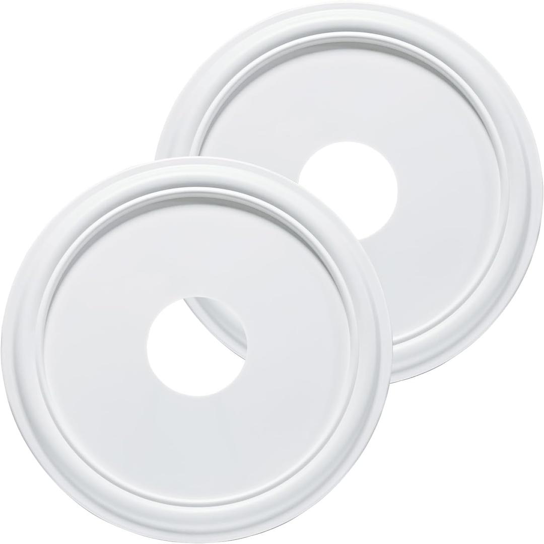 Molded Nylon Ceiling Medallion for Light Fixtures and Ceiling Fans 16"OD x 4"ID x 3/4"P (Fits Canopies up to 12-3/8") White