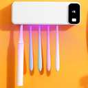 Sanitizeri Toothbrush Cleaner with 5 Slots, Rechargeable Wall Mounted Toothbrush Holders for Bathroom Family, No Drilling Smart Timer Function Auto Cleaning, Birthday Gift Pick