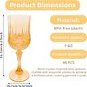 7oz Vintage-Inspired Plastic Wine Glasses | 48-Piece Crystal Textured Plastic GobletsDisposable Wine Glasses for Weddings, Parties & Elegant Events(48-Gold)