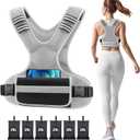 Adjustable Weighted Vest Woman   Weighted Vest Men with 6 Ironsand Weights, Shoulder Pads and Large Pocket for Walking Running Crossfit Strength Training (Gray)