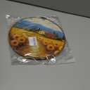 XBBMGG Farmhouse Scenery Sunflower Wall Art Decor, Rustic Cottagecore Flowers Round Wall Hanging Decor, Retro Floral Framed Canvas Prints for Living Room Bathroom Decorations,10x10inch