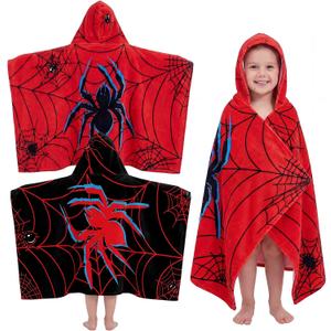 Peryiter 2 Pcs Spider Hooded Towel Bath Beach Quick Dry Towels Swimming Bath Shower Pool Travel Trips Vacations Absorbent Soft Beach Blanket, 58 x 28 Inches