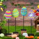 Yuntau Easter Standing Table Decor Wooden Bunny Egg Rabbit Tabletop Decoration Easter Tall Tiered Tray Decor Block Sign Classic Rustic Table Centerpiece for Home Party Supplies(Egg)