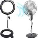 Tesmotor Fan Misters for Cooling Outdoor, Misters for Outside Fans - 19.6FT Misting Line + 5 Brass Nozzles with Water Control Valve (Fan Not Included)