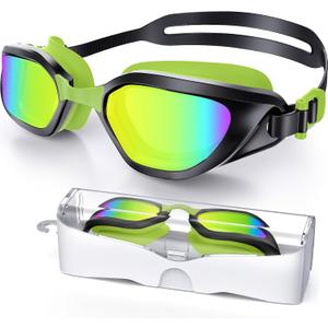 Swim Goggles, Unisex Adult Swimming Goggles Anti Fog Anti UV No Leakage Wide View for Men Women Youth
