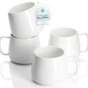 Teocera 16oz Ceramic Coffee Mugs Set of 4  Stackable Latte Cups, Microwave, Dishwasher & Oven Safe  Ideal for Coffee, Cappuccino, Hot Chocolate, Housewarming GiftsWhite