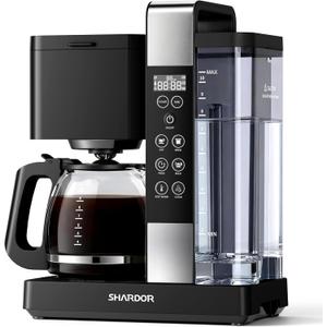 SHARDOR 10-Cup Coffee Maker, Programmable Drip Coffee Machine with 210 Cup Setting, Adjustable Keep-Warm Control, Removable 50oz Water Tank, Brew Strength Control & Brew Pause, Black