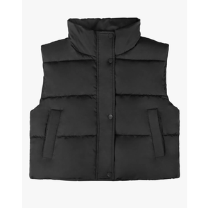 Puffer Vest Women, Sleeveless Cropped puffer Jacket Winter Lightweight Warm Outerwear Stand Collar Women's Zipper Coat Padded Gilet with Pockets, Medium
