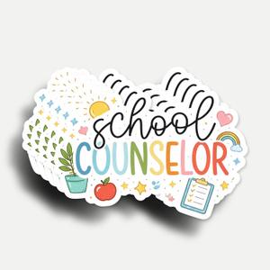 2 x (5Pcs) School Counselor Sticker 3 Inch, Colorful Appreciation Gift Vinyl Waterproof Stickers On Teacher's Day for Laptop, Book, Water Bottles, Car, Phone