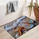 Flip Flops and Starfish Indoor Door Mat for Entryway, 17x29.5 Inch, Striped Flip Flops Floor Doormat for Home Decor, Non-Slip Rug Mat for Living Room, Kitchen, Bedroom, Gifts for Beach Lovers