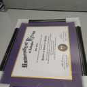 GraduationMall 11x14 Diploma Frame with Purple over Gold Mat or Display 15x18 Certificate without Mat,Solid Wood & Tempered Glass,Glossy Black Finish with Gold Trim