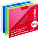 Staples Poly Project Jackets, Letter Size, Clear-Front, 5/Pack