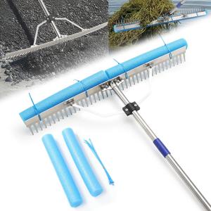 Aluminum Landscape & Lake Rake, 31'' Wide Heavy Duty Rake for Gravel Driveway Leveling, Aquatic Weed, Algae, Muck, Leaf & Seaweed Removal, Long Handle for Outdoor Beach, Garden & Lawn Yard Cleaning