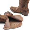 DREAM PAIRS Women's Cowboy Cowgirl Western Ankle Boots,Size 7.5,Tan | Square Toe Fashion Dress for Country Concert Theme Party Low Chunky Heels Fall Short Booties Shoes