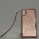 iCoverCase Compatible with iPhone X/XS Wallet Phone Case with Card Holder for Women, RFID Blocking Embossed PU Leather Wrist Strap Case 10/10S 5.8" (Heart Rose Gold)