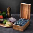 Neando 3x5 Index Card Organizer Box with Lid Acacia Wood Note Card Holder with 200 Cards & 20 Dividers, Holds 600 Cards, 4 Compartments, Magnetic Closure Desktop Storage for Study, Office, Recipes