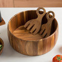 SullyHÔME 12" Acacia Wood Salad Bowl with Serving Spoons