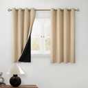 BGment Short 100% Blackout Curtains for Bedroom, Thermal Insulated Energy Efficiency Noise Reducing Grommet Curtains 45 Inch Length with Liner for Small Window 2 Panels Each 52 Inch Wide, Beige