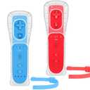 Yosikr Remote Controller for Wii/Wii U, with Silicone Case and Wrist Strap (2 Pack, Red and Blue)