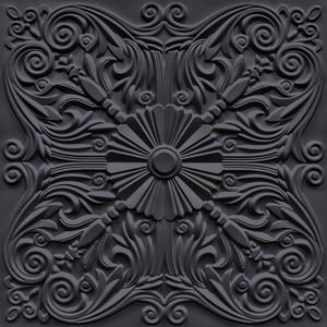 Art3d Decorative Ceiling Tile 2x2 Glue up, Lay in Ceiling Tile 24x24 Pack of 12pcs Spanish Floral in Black