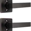 Mengico 2 Pack Square Dummy Door Handle Set,Oil Rubbed Bronze Door Handle for Closets and French Doors,Interior Door Knobs Reversible Right & Left Handed