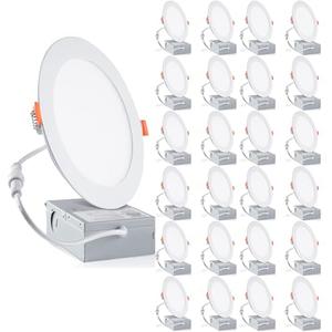meccein 24-Pack 6 Inch LED Recessed Lights 6500K Daylight Ultra-Thin Canless Wafer Downlight with Junction Box, 12W 1050LM Ceiling Lights for Kitchen Living Room Hallway Office&FCC