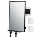LFOYOU Shower Mirror for Shaving & Washing Your Face with a Squeegee - Built-in Two Razor Holder, 360Rotation Adjustable Shaving Bathroom Mirror - Easy Install, Home Shower Accessory(Not Fogless)