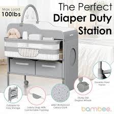 Portable Baby Changing Table with Wheels - Modern Dresser Changing Tables w/Hanging Toys, Laundry Bag, Changing Table Organizer Boxes - Folding Waterproof Baby Diaper Changing Station for Nursery (Cream and gold)